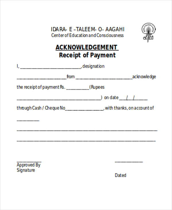 payment receipt acknowledgement form3