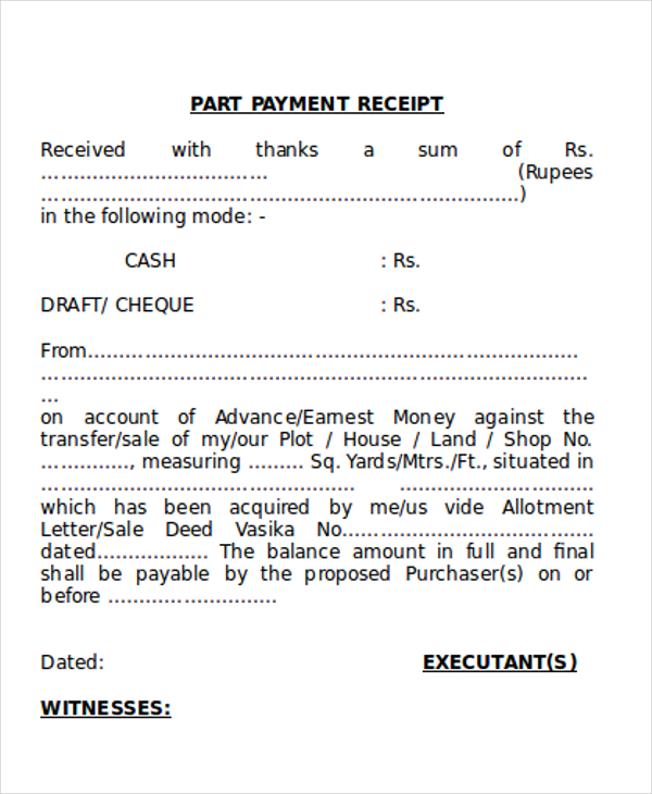 advance payment receipt form doc1