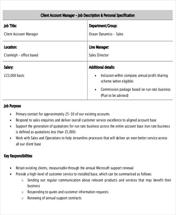 client account management job description pdf