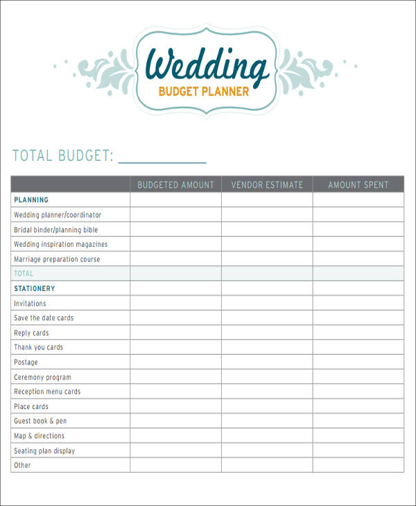 wedding budget planning template