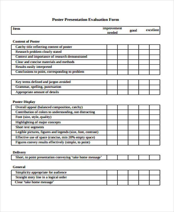 project presentation evaluation form