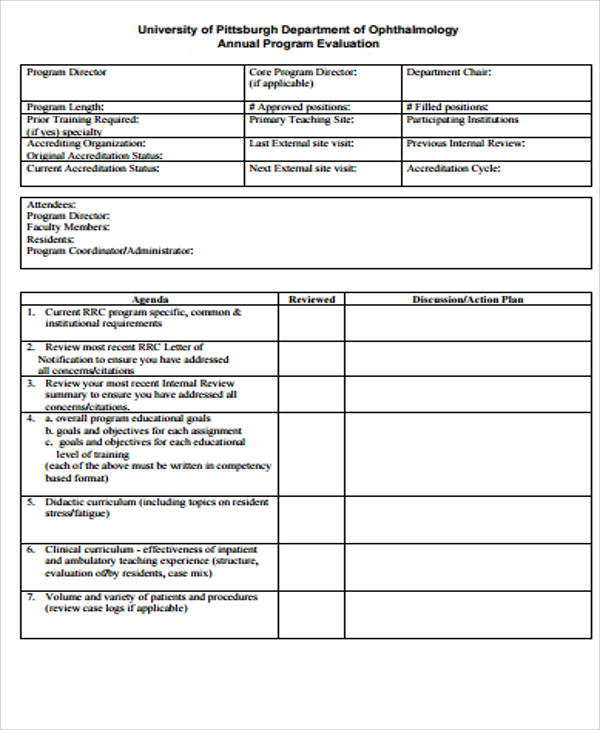 annual program evaluation form