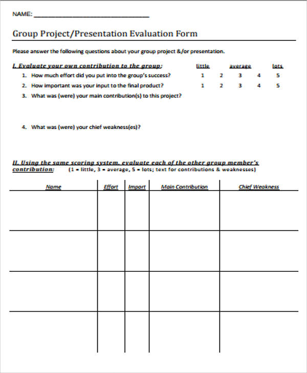 group project evaluation form pdf