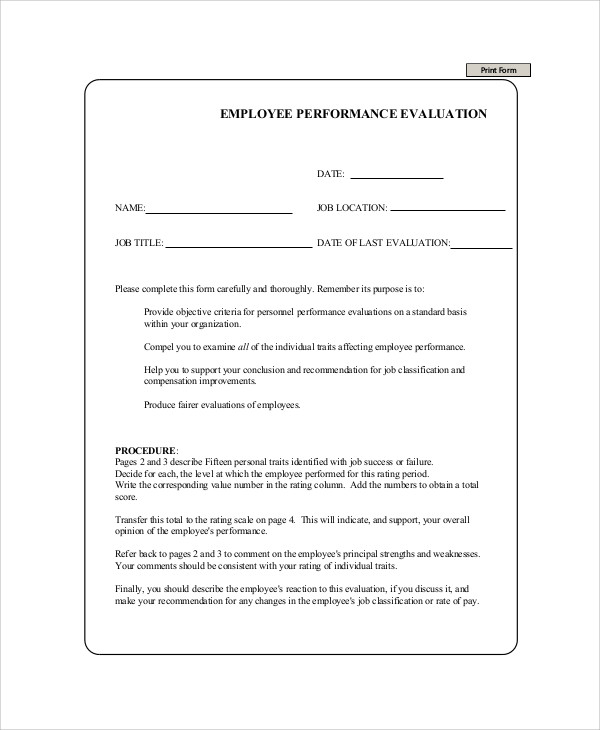 employee evaluation form