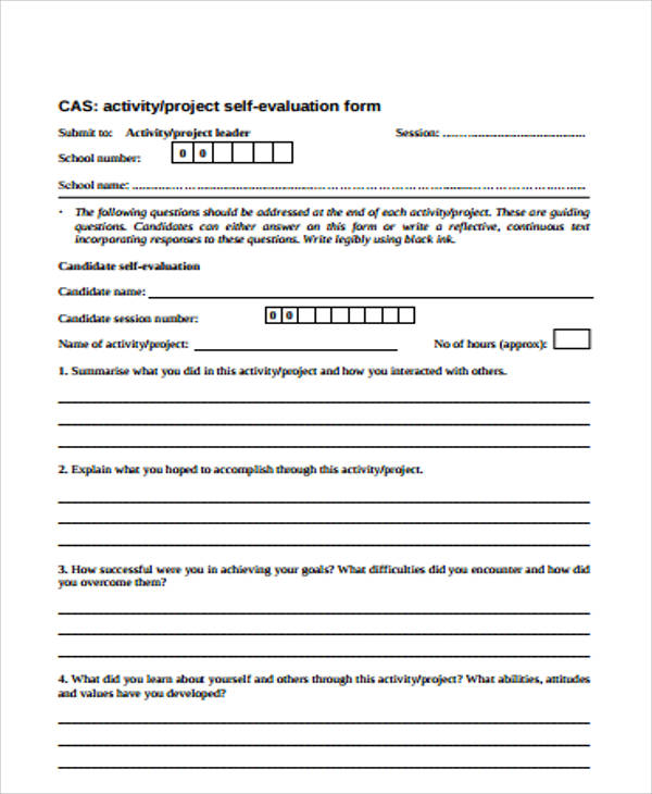 project self evaluation form