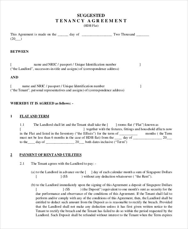 tenancy contract agreement format