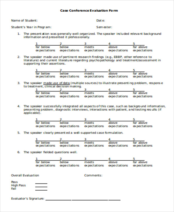 case conference evaluation form in word