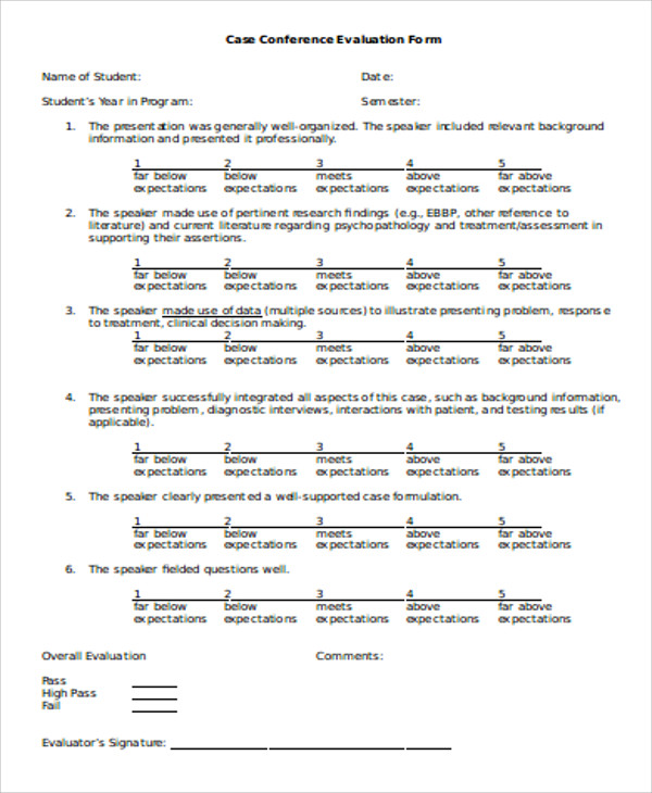 FREE 8 Sample Conference Evaluation Forms In MS Word