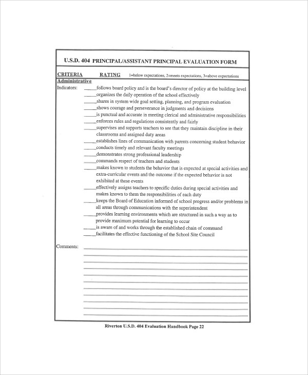 assistant principal evaluation form