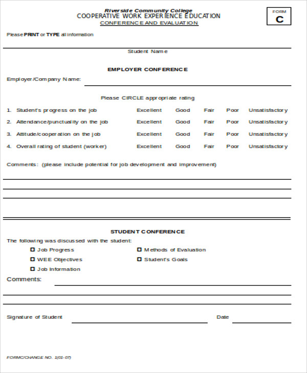 college conference evaluation form free