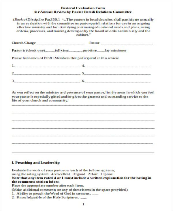 church conference evaluation form doc