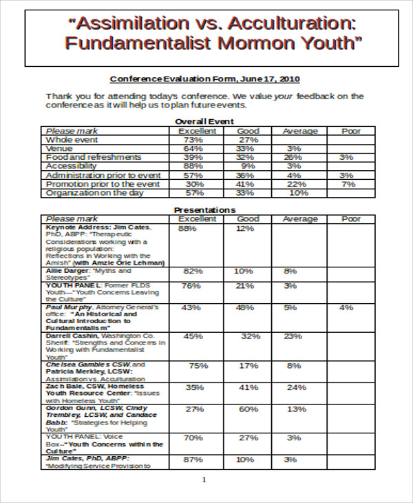 youth conference evaluation form example