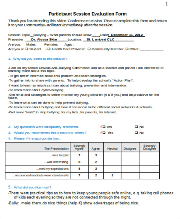 conference session evaluation form in word