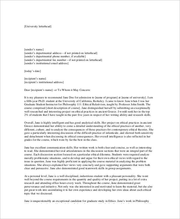 Memo Examples To Students Explorerindi   Sample Academic Recommendation Letter For Student 