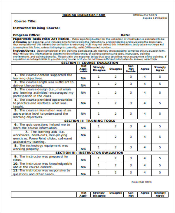 FREE 27  Sample Evaluation Forms in MS Word