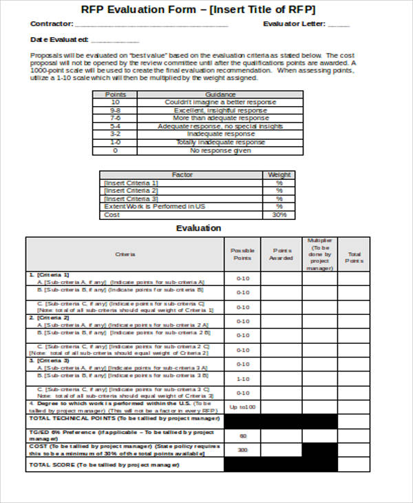 proposal evaluation form in word