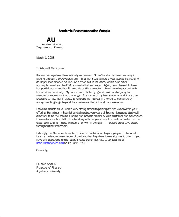 sample phd letter of recommendation