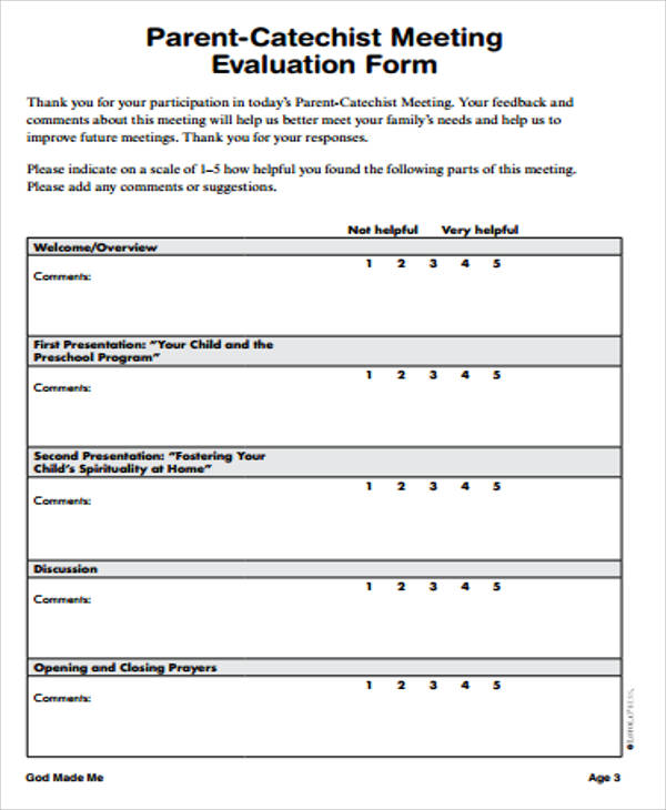 parent meeting evaluation form free