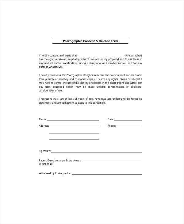 photographer cosent release form