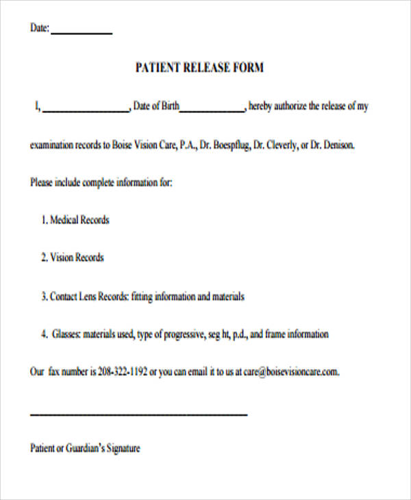 patient records release form