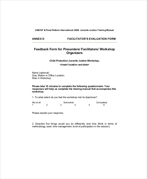 presentation feedback form