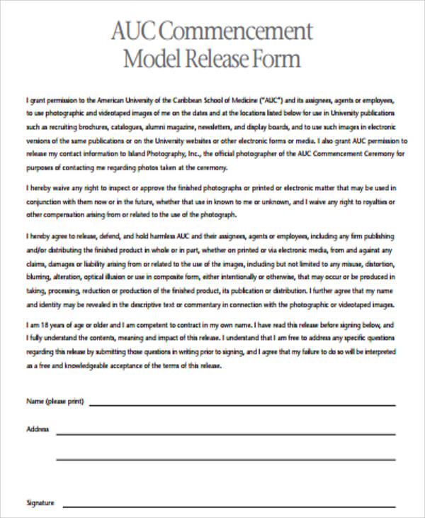 commencement model release form