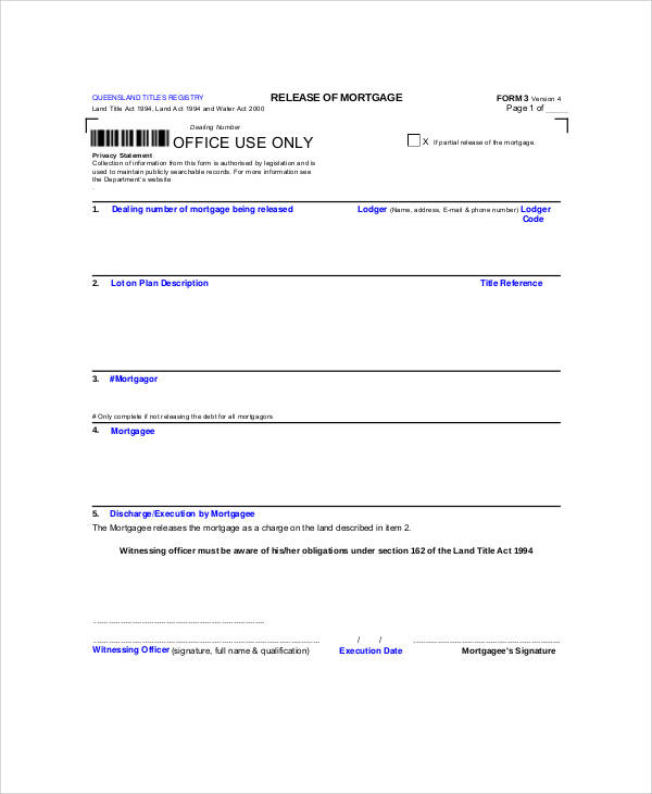 land registry mortgage release form