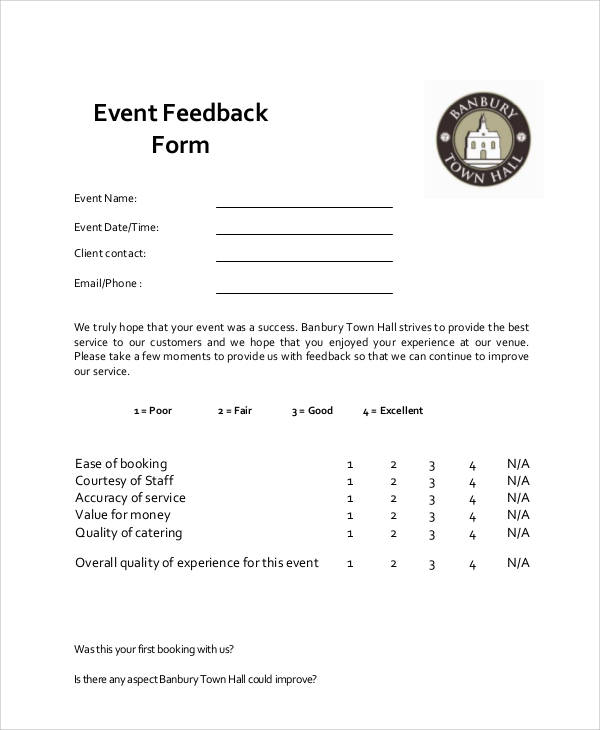 FREE 9 Sample Event Feedback Forms In MS Word PDF