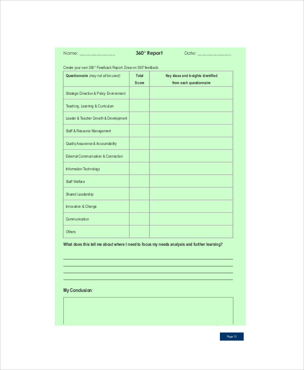 360 degree feedback report form