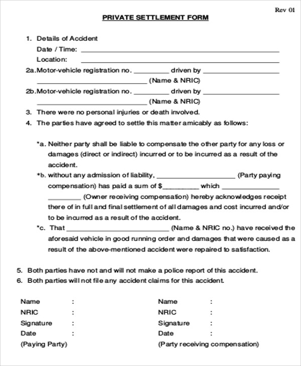 accident settlement release form