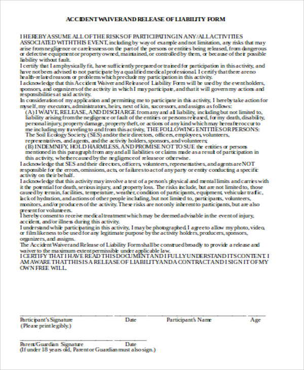 sample auto accident release form1