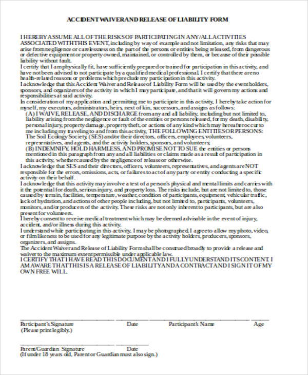 Vehicle Liability Release Form Template Tutoreorg Master Of Documents 4467