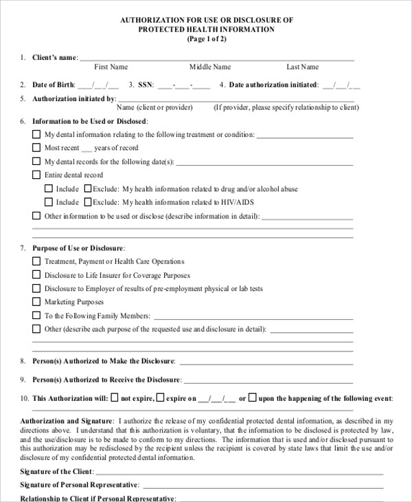 FREE 8+ Sample Dental Records Release Forms in MS Word PDF