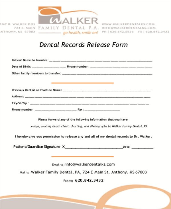 family dental records release form pdf