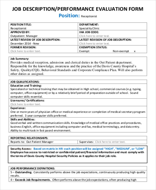 FREE 10+ Sample Job Evaluation Forms in MS Word | PDF