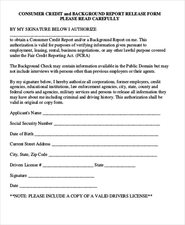 Background Check Waiver Form Template