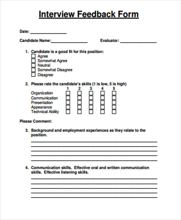 FREE 12+ Sample Feedback Forms in MS Word | PDF