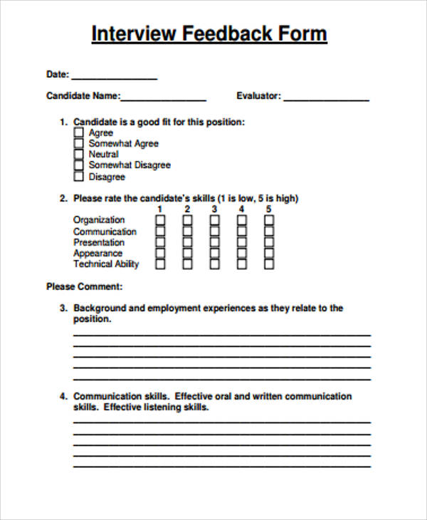 Free Sample Feedback Form - 12+ Examples in Word, PDF