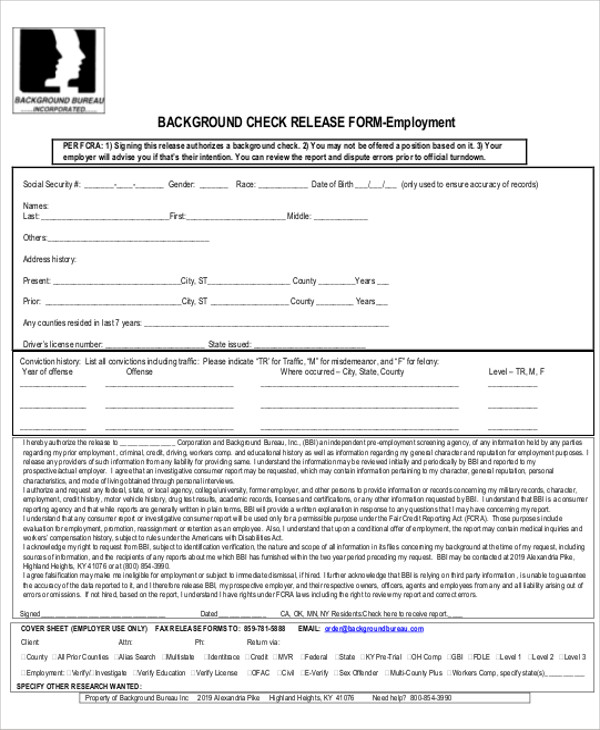 employment background check release form