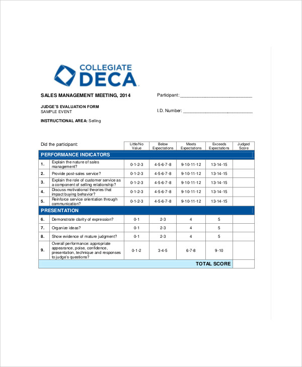 sales meeting feedback form