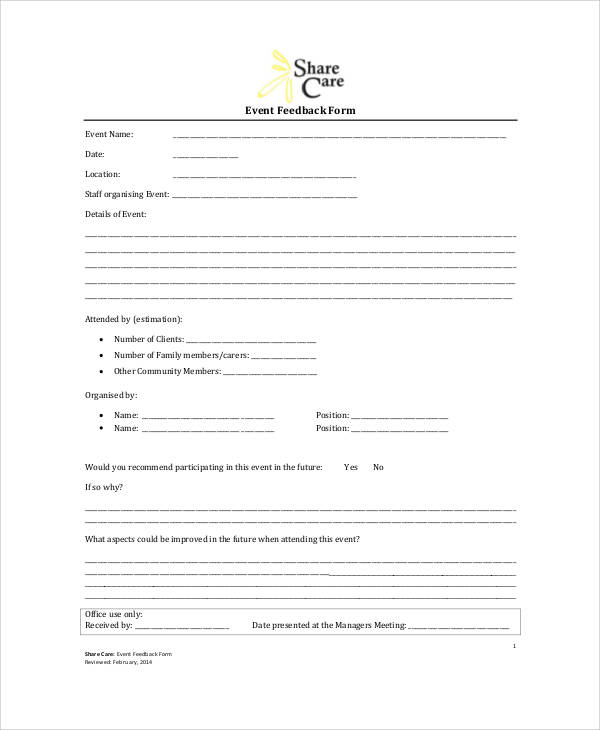 event feedback form example1