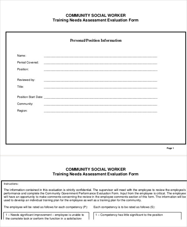 community social work assessment forms sample