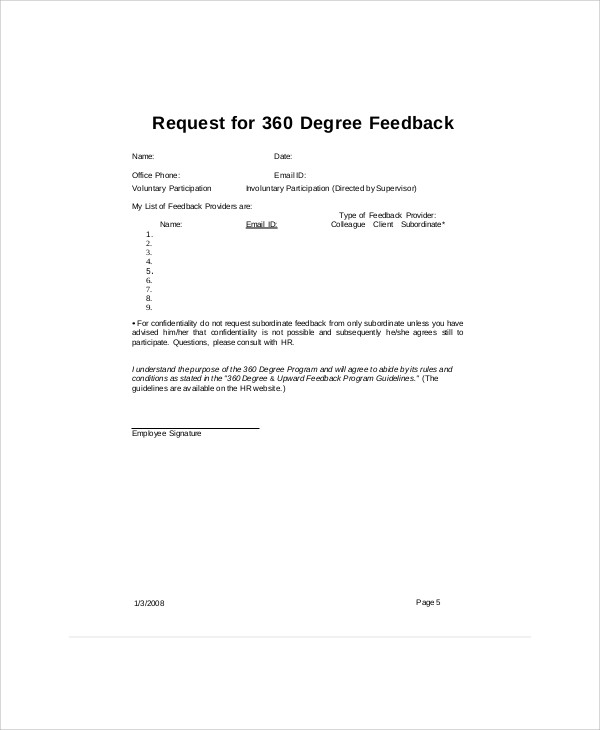 360 degree request feedback form