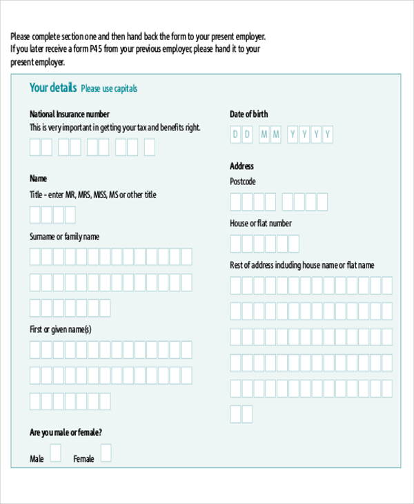 sample new employee tax form