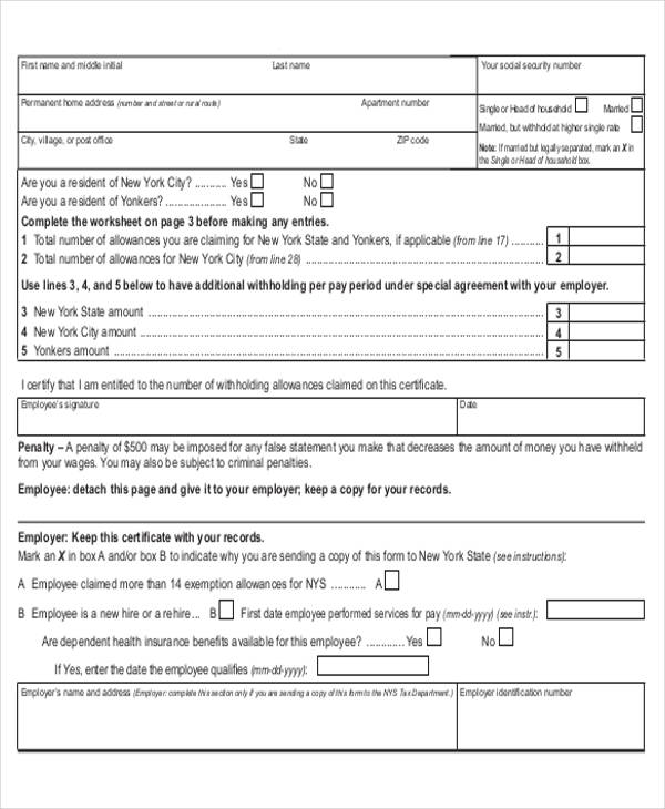 FREE 9+ Sample Employee Tax Forms in MS Word PDF