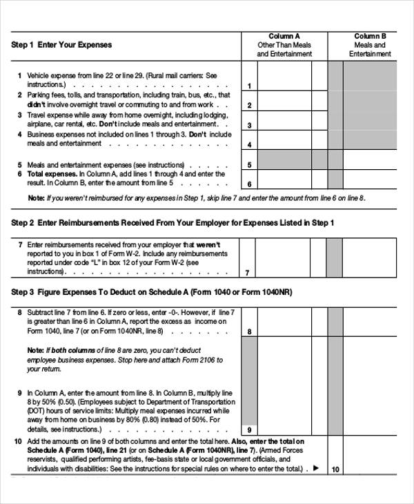 employee expense tax form
