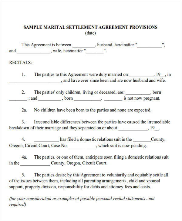FREE 12+ Sample Separation Agreement Templates in MS Word Pages