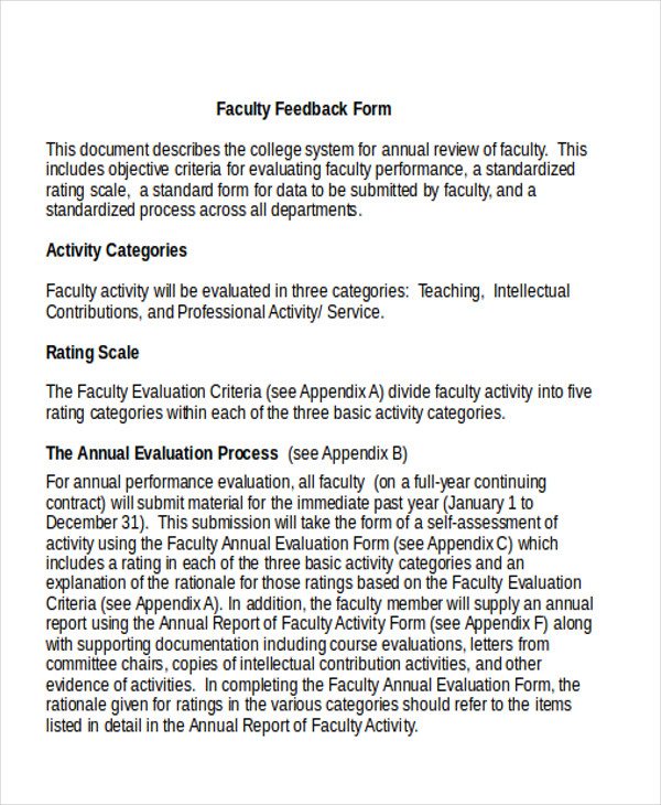 faculty feedback form doc