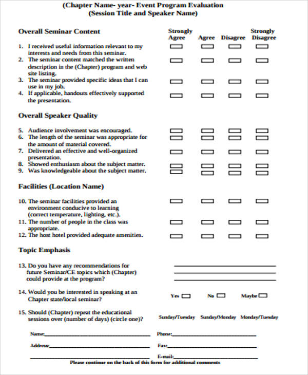 speaker event evaluation form pdf