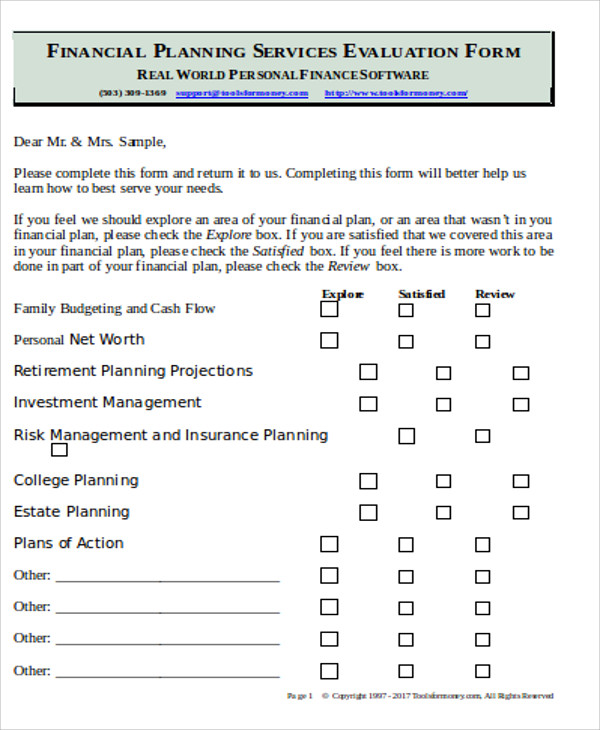 Evaluation Chart Sample